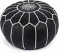 Marrakesh Gallery Genuine Leather Round Pouf Unstuffed - Moroccan Ottoman Footstool, Footrest Cover - Boho Decor - Bohemian Living Room, Bedroom, Kids Room, Gift & Wedding