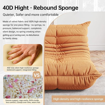 Bean Bag Chairs for Adults, BeanBag Reading Chair Memory Foam Couch, Floor Chair Soft Teddy Material, Comfy Reading Nook Chairs for Bedroom Living Room Office (Orange)