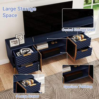 Rovibek 59" Modern TV Stand, Entertainment Center TV Console with Storage Drawers and Open Shelves, Media Console for Living Rooms and Bedrooms