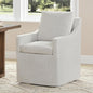 Upholstered Dining Chairs with Casters Easy Assembly Side Deskchair with Rollers for Diningroom, Living Room, Linen, 1 Box