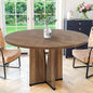 Round Dining Table for 4, 39" Small Dinner Table with Cross Base Round Brown Kitchen Tables for Dining Room, Kitchen, Living Room