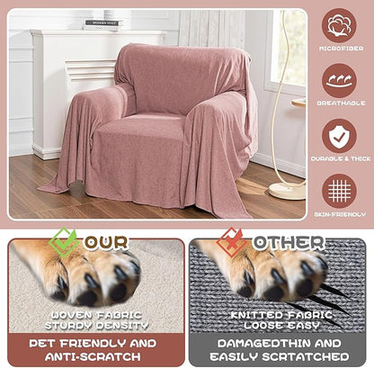 MYSKY HOME Pink Sofa Cover, Couch Covers for Pet, Couch Cover Reclining Couch Covers Armchair Covers for 1 Cushion Couch, Thick Durable Sofa Covers for Furniture Couch Cover, 71" x 91"