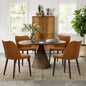 COLAMY Upholstered Dining Chairs Set of 4, Modern PU Leather Dining Room Kitchen Side Chair with Padded Seat and Wood Legs Restaurant/Cafe,Light Brown