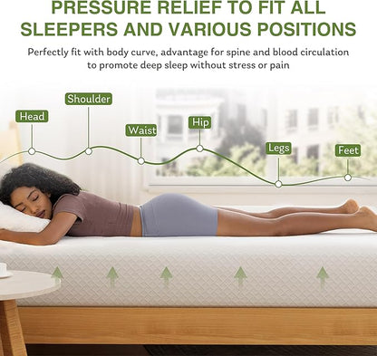 King Size Memory Foam Mattress, 12 Inch Bed Mattress in a Box with Cooling Green Tea Gel, Relieve Pressure with Medium Support, CertiPUR-US Certified, 80''L x 76''W, White