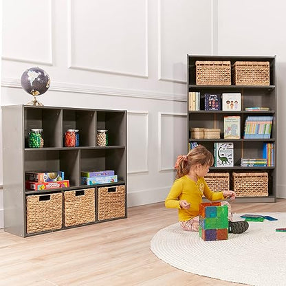 ECR4Kids Streamline 8-Compartment Storage Cabinet, 36in, Classroom Furniture, Grey Wash