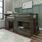 Max & Lily Loft Bed Twin Size, Solid Wood Low Loft Bed with Storage Drawer and Ladder, Modern Farmhouse Loft Bed for Kids, Barnwood Brown