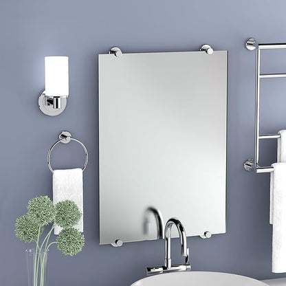 Gatco Latitude II Frameless Oval Mirror, 26.5" H | Wall Mounted 26.50"H X 19.50"W Pivoting, Tilting Beveled Bathroom Vanity Mirror With Chrome Brackets | Total Width With Brackets 24"