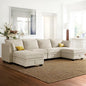 115.1 Inch Oversized U-Shape Sectional Sofa with Removable Ottoman and Storage Seat, Modular Upholstered Convertible Couch Bed w/Reversible Chaise for Living Room, Office, Beige