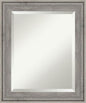 Amanti Art Grey Wall Mirror 25x21 Regis Barnwood Grey Rectangle Bathroom Mirror for Wall Decor Living Room, Small Rustic Farmhouse Wood Frame, Hangs Horizonally and Vertically, Bathroom Decor, Beveled