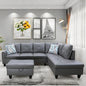 Convertible Leather Sectional Couch, Modern L Shaped Couch with Storage, Large Modular 5-Seat Sectional Sofa with Ottomans for Living Room and Office, Dark Grey