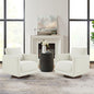 Modern Swivel Accent Chair, 360° Rotating Round Barrel Armchair with Performance Fabric Upholstery for Living Room, Bedroom, Office, Reading Nook, Set of 2,Cream