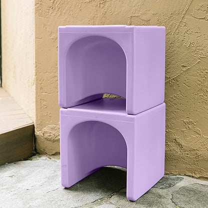ECR4Kids Tri-Me Table and Cube Chair Set, Multipurpose Furniture, Light Purple, 3-Piece