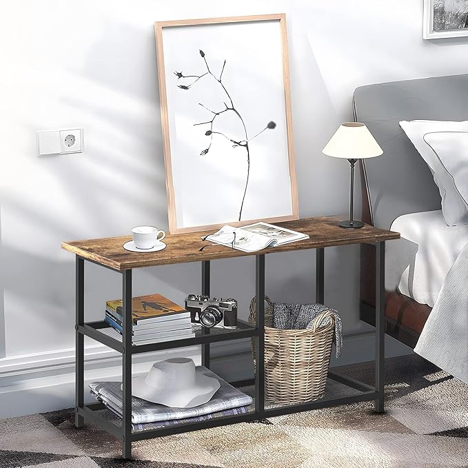 Rustic Wood Bench with 3-Tier Shoe Rack for Small Spaces - Free Standing Shoe Storage Shelf with Boot Organizer