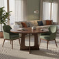 47" Round Dining Table for 4-6, Modern Small Dinner Table Farmhouse Round Kitchen Tables with Wood Grain Finish for Dining Room, Kitchen, Living Room, Walnut Brown