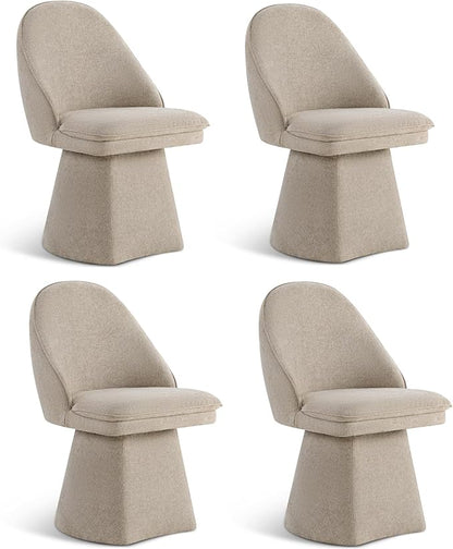 Swivel Dining Chairs Modern Desk Chair Upholstered Linen Fabric Side Chair for Kitchen Dining Room Bedroom,Khaki,4 Box