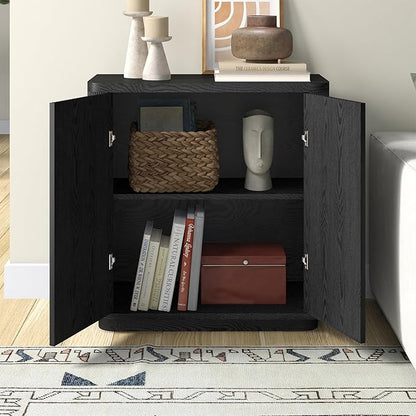 Henn&Hart 32" Wide Rectangular Accent Cabinet in Natural Black, for Home, Living Room, Bedroom, Entertainment Room, Office