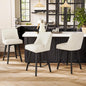 Counter Height Bar Stools Set of 3, Modern Swivel Barstools with Back and Wood Legs, Linen Fabric Upholstered Bar Chairs, 26" H Kitchen Counter Stools, Kitchen Island Home Bar, Ivory