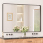 Keonjinn Black Mirror for Bathroom Sink 55 x 36 Inch Large Rounded Rectangle Bathroom Vanity Mirror, Matte Black Farmhouse Mirror, Anti-Rust, Shatter-Proof HD Tempered Glass(Horizontal/Vertical)
