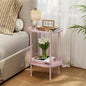 Small Round Side Table,Bedside Table with Storage, Morden Round Nightstand, Samll Side Table for Living Room，Bathroom，Bedroom, Nursery, Laundry, Pink