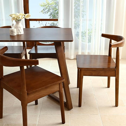 DELAVIN Solid Wood Dining Chairs Set of 4,Kitchen Chairs with Solid Oak Wood Legs, Farmhouse Style High Ladder Back Dining Room Chairs,Walnut