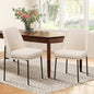 COLAMY Modern Dining Chairs Set of 2, Fabric Upholstered Dining Room Chairs Dinner Chair Stylish Kitchen Chairs with Curved Back and Metal Legs, Beige