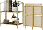 Crofy No Assembly Folding Bookshelf for Living Room, 2 Tier Gold Collapsible Book Shelf for Home Office, Portable Bookcase Storage Organizer