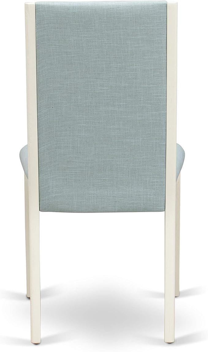 East West Furniture X097LA015-7 7 Piece Modern Dining Table Set Consist of a Rectangle Wooden Table with X-Legs and 6 Baby Blue Linen Fabric Upholstered Chairs, 40x72 Inch, Multi-Color