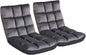 Yaheetech Padded Floor Chair with Back Support, Lounge Chairs Armless Meditation Cushion with Memory Foam, Adults Video Gaming Sofa Chair with Adjustable Backrest Floor Seating, Gray, 2pcs