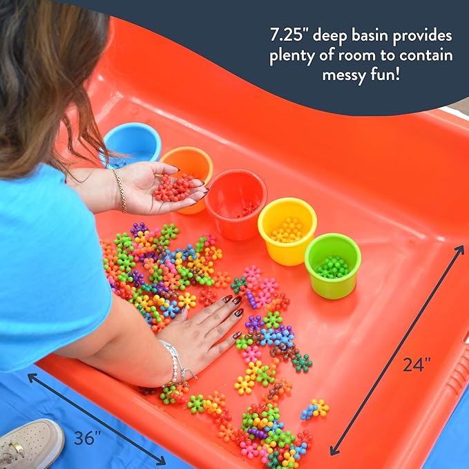 Children's Factory Medium Sensory Table – 18″ Height Table, Sandbox, Water Table for Kids, Red