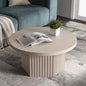 SICOTAS Round Coffee Table for Living Room, 32" Circle Modern Fluted Center Coffee Table with Storage, Mid Century Accent Tea Dining Table for Small Space, Apartment, White Alder