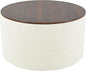 HomePop Modern Fabric Storage Ottoman with Wood Top - Stain-Resistant Cream Woven