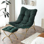 Welnow Accent Chair with Ottoman, Lounge Comfy Soft Leisure Metal Frame Reading Chair with Footrest, Upholstered Thick Cushion Seated Recliner Sofa for Living Room, Bedroom, Dorm, Dark Green
