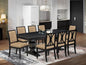 LKAM9-SBB-28 9-Piece Kitchen Table Set Consists of a Dining Table and 8 Beige Polyester Fabric Dining Chairs with High Back - Sand Blasting Black Finish