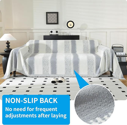 LUFEIJIASHI Boho Couch Covers for Sofa Non Slip Sofa Covers Washable Couch Covers for 3 Cushion Couch Sofa Pet Friendly Sectional Couch Cover Blanket Furniture Protector for Dogs (Grey, 71"x150")