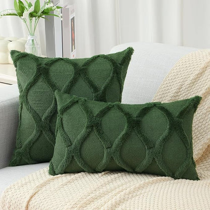 decorUhome Throw Pillow Covers 26x26 Inch Set of 2, Soft Plush Faux Fur Wool Forest Elf Couch Pillow Covers, Decorative Neutral Pillow Cases for Bed Sofa Living Room Home Decor