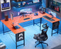 Pamray 71 Inch Large Computer Desk with Power Outlets,U Shaped Corner Desk for Home Office Work and Gaming Orange
