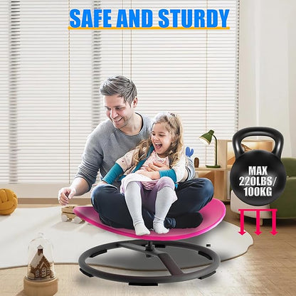 Spinning Chair for Autistic Kids, Autism Sensory Spinny Swivel Wobble Chair for ADHD Children, Sit and Spin Toys for Toddlers with Body Coordination (Pink)