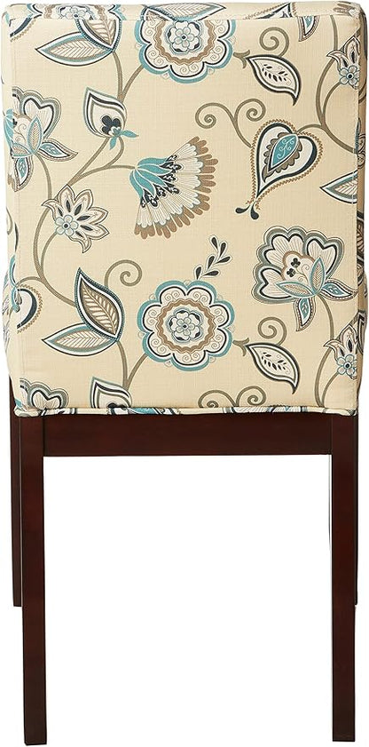 OSP Home Furnishings Dakota Upholstered Parsons Chair with Espresso Finish Wood Legs, Avignon Sky