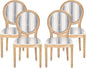 Christopher Knight Home Phinnaeus Dining Chair Set, Set of 4, Wood, Dark Blue Stripes + Light Beige + Natural