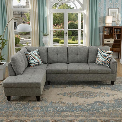 L Shaped Couch Sectional Couches with Chaise, 3 Pieces Modular Convertible Sofa for Living Room Furniture Sets and Small Apartment, Grey