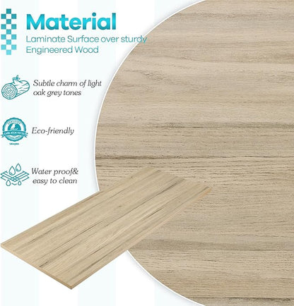 Kaboon Universal Tabletop 59.1"x23.62", Solid One-Piece Melamine Table Top, Double Desk L-Desk DIY, Home and Office Countertop, Oak/Grey Tone