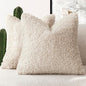 Foindtower 2 Pieces 24x24 Inch Neutral Cream, Faux Fur Throw Pillow Cover Accent Sherpa Pillow Fuzzy Soft Pillowcases Sheepskin Decorative Fleece Cushion Case for Bed Couch Living Room