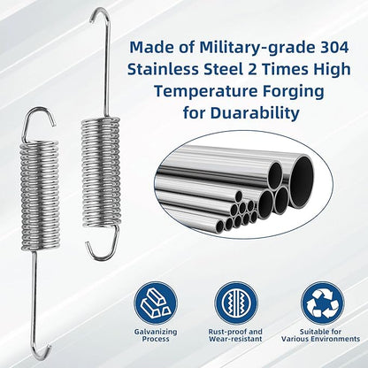 4-1/2 Inch Spring 2 Pack Stainless Steel Tension Spring Heavy Duty Rust-Resistant Recliner Replacement Parts for Recliner Mechanism Sofa Bed Folding Beds Trampolines RV Furniture Long Neck Hook Style