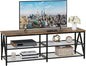 TV Stand for TVs up to 65 Inch, 55" Long Industrial TV Console Table with 3-Tier Storage Shelves, Entertainment Center for Living Room, Bedroom (Rustic Brown)