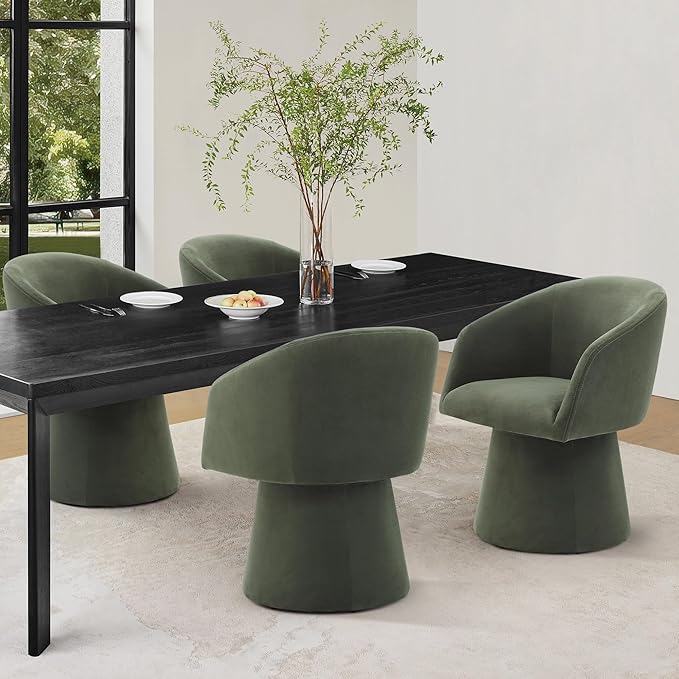 Swivel Dining Chairs Modern Accent Armchair Side Deskchair for Diningroom Vanity Bedroom Livingroom Reading Room,Green,2 Box