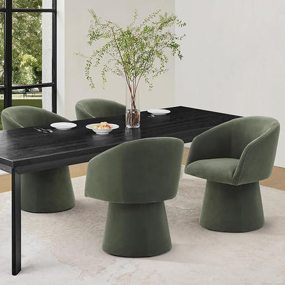 Swivel Dining Chairs Modern Accent Armchair Side Deskchair for Diningroom Vanity Bedroom Livingroom Reading Room,Green,2 Box