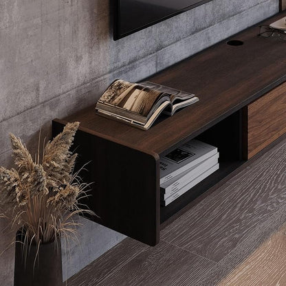 94'' Floating TV Stand,Wall Mounted TV Console,Floating TV Cabinet,Under TV Shelf for Bedroom Living Room(Walnut)