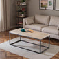 CENSI 40-in Grey Wash Accent Coffee Table Ottoman for Living Room, Rectangle, Mid-Century Modern Industrial Style, Extra Thick Top, Wood and Metal (French Oak)