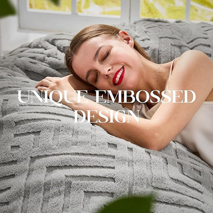 Hobestluk Bean Bag Chairs Adults Beanbag Chair with Filler Large Bean Bags with Fluffy Embossed Cover, Giant Bean Bag Chairs for Adults (Grey, 6FT - 70" x 70" x 15")