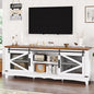 IDEALHOUSE Modern TV Stands for Living Room, 65 Inch TV Stand Entertainment Center with Storage and Sliding Barn Doors, Media TV Console Cabinet with Adjustable Shelf (White)